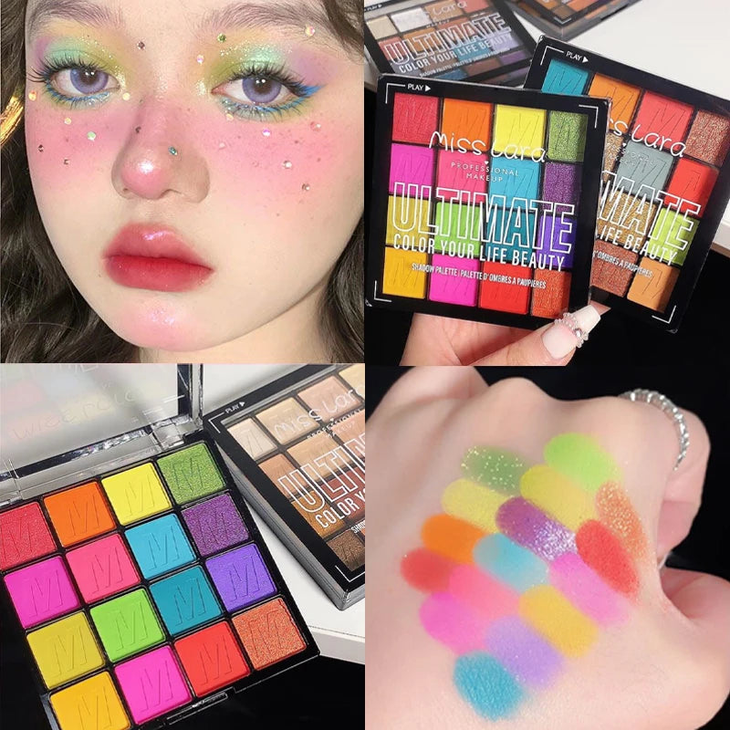 Pearlescent Eye Shadow Plattee Long Lasting Waterproof Eyeshadow Matte Glitter Eyeshadow Palette 16Colors Eyes Make Up Cosmetics