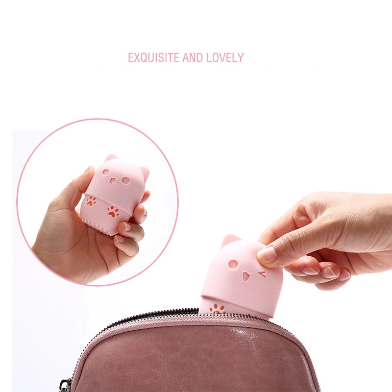 Purple Soft Silicone Cosmetic Blender Sponge Box Holder Beauty Powder Puff Blender Holder Sponge Makeup Egg Drying Case Portable