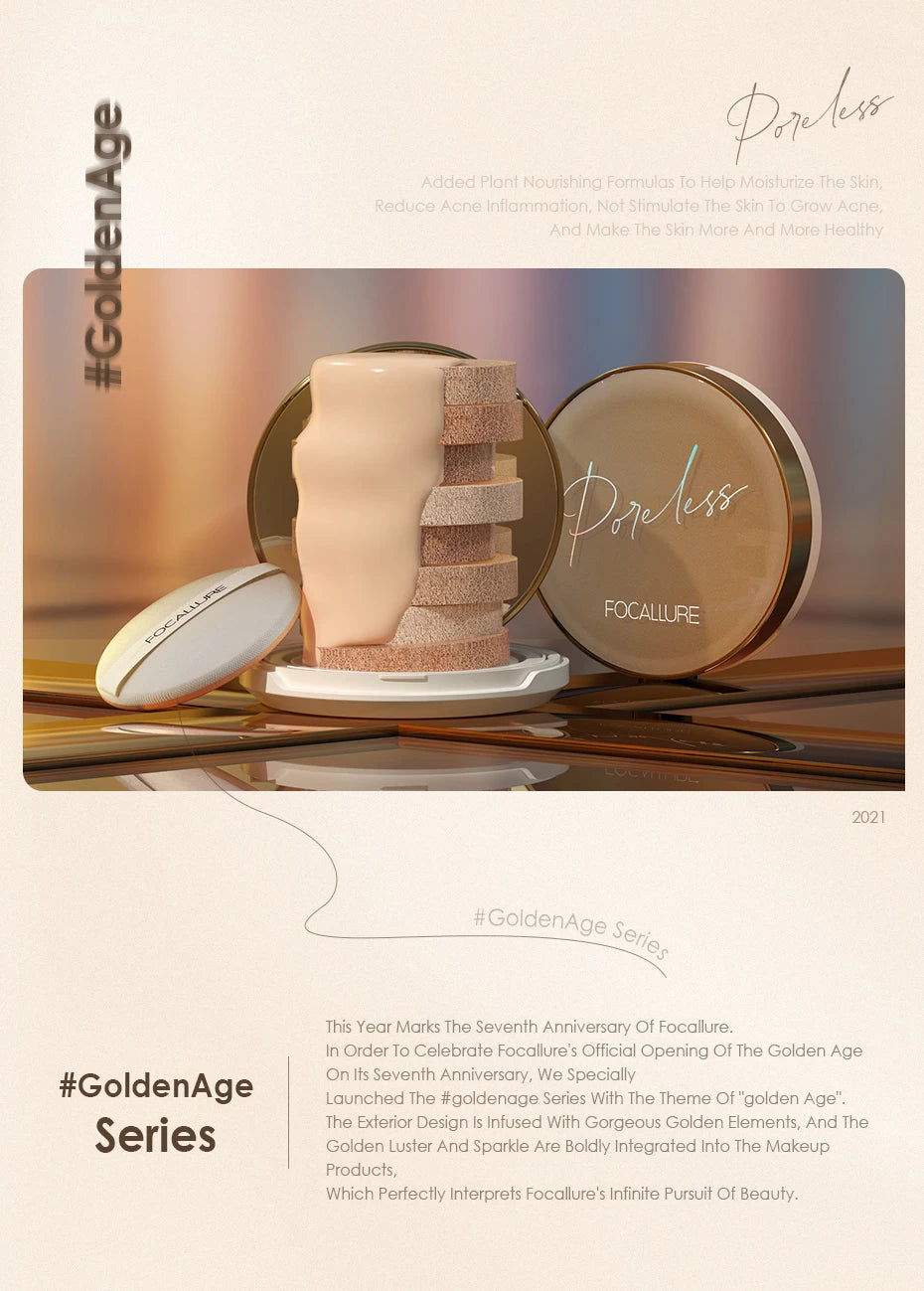 Wholesale FOCALLURE Foundation Air Cushion Waterproof Matte Base Poreless Full Coverage Face Cream Smooth Foundation Cosmetics