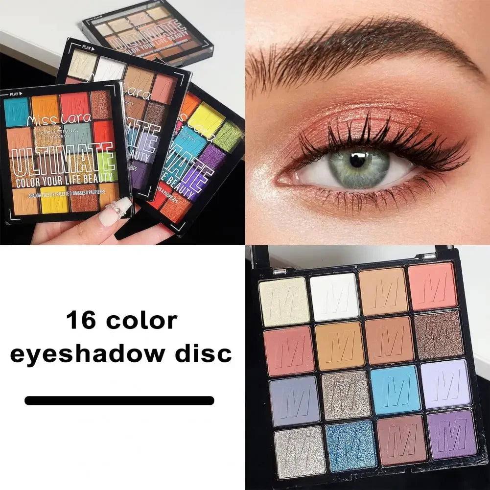 Pearlescent Eye Shadow Plattee Long Lasting Waterproof Eyeshadow Matte Glitter Eyeshadow Palette 16Colors Eyes Make Up Cosmetics