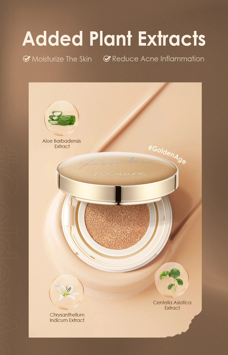 Wholesale FOCALLURE Foundation Air Cushion Waterproof Matte Base Poreless Full Coverage Face Cream Smooth Foundation Cosmetics