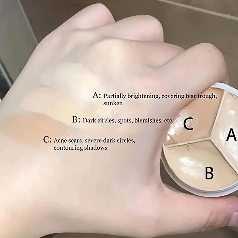3 Colors Brand Foundation Concealer for Dark Circles,Tears,Freckles,Acne,Pigmentation blemishes Waterproof Full Coverage Makeup
