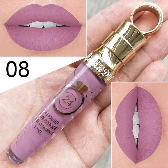 CmaaDU 20Color Matte Lip Gloss  Liquid Lipstick Waterproof Lasting Nude Glitter Fashion Scoop Lip Natural Thread Gloss Cosmetics