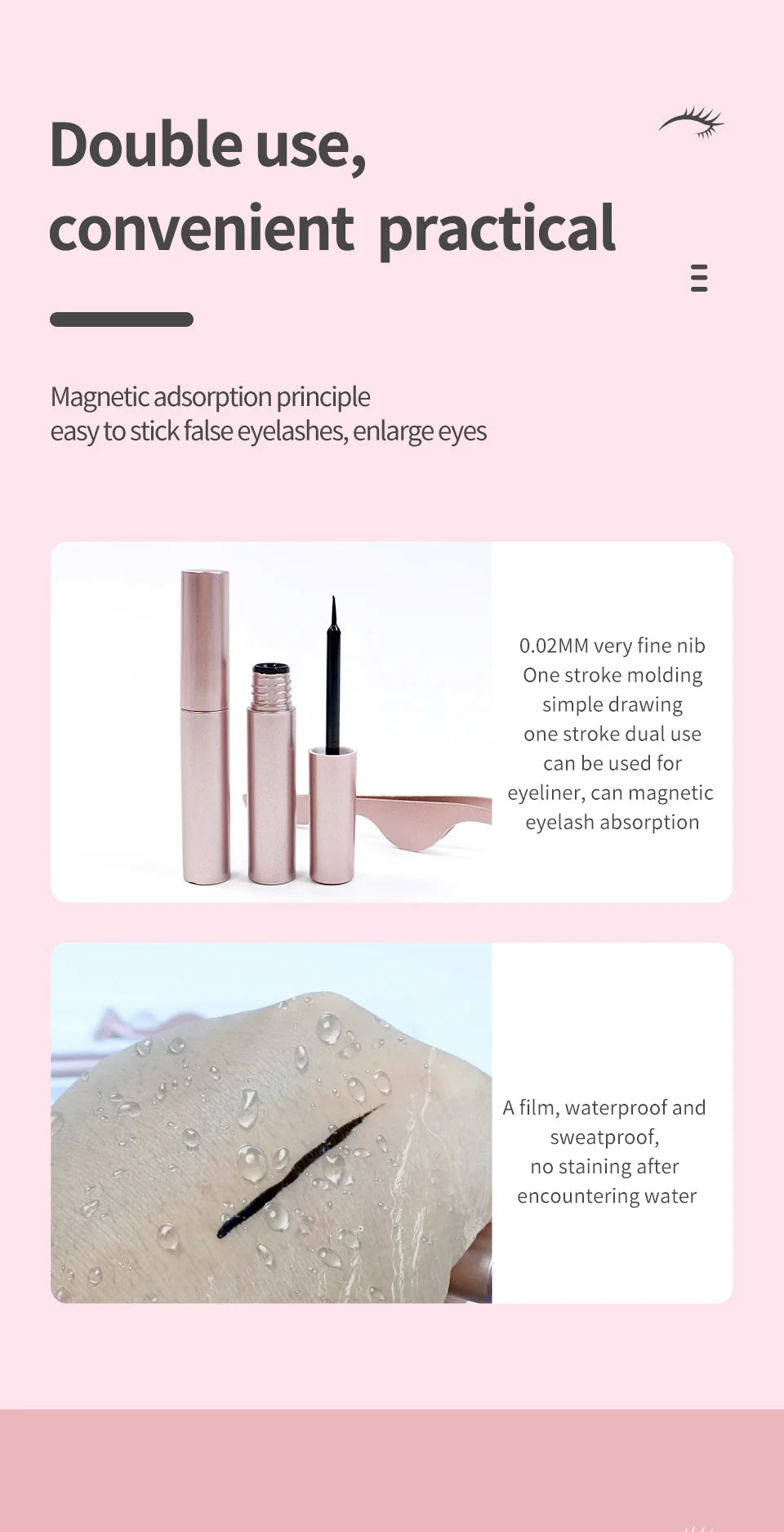 REDSIREN Natural Magnetic Lashes Makeup 1/5Pairs Reusable Magnetic False Eyelashes and Eyeliner Kit
