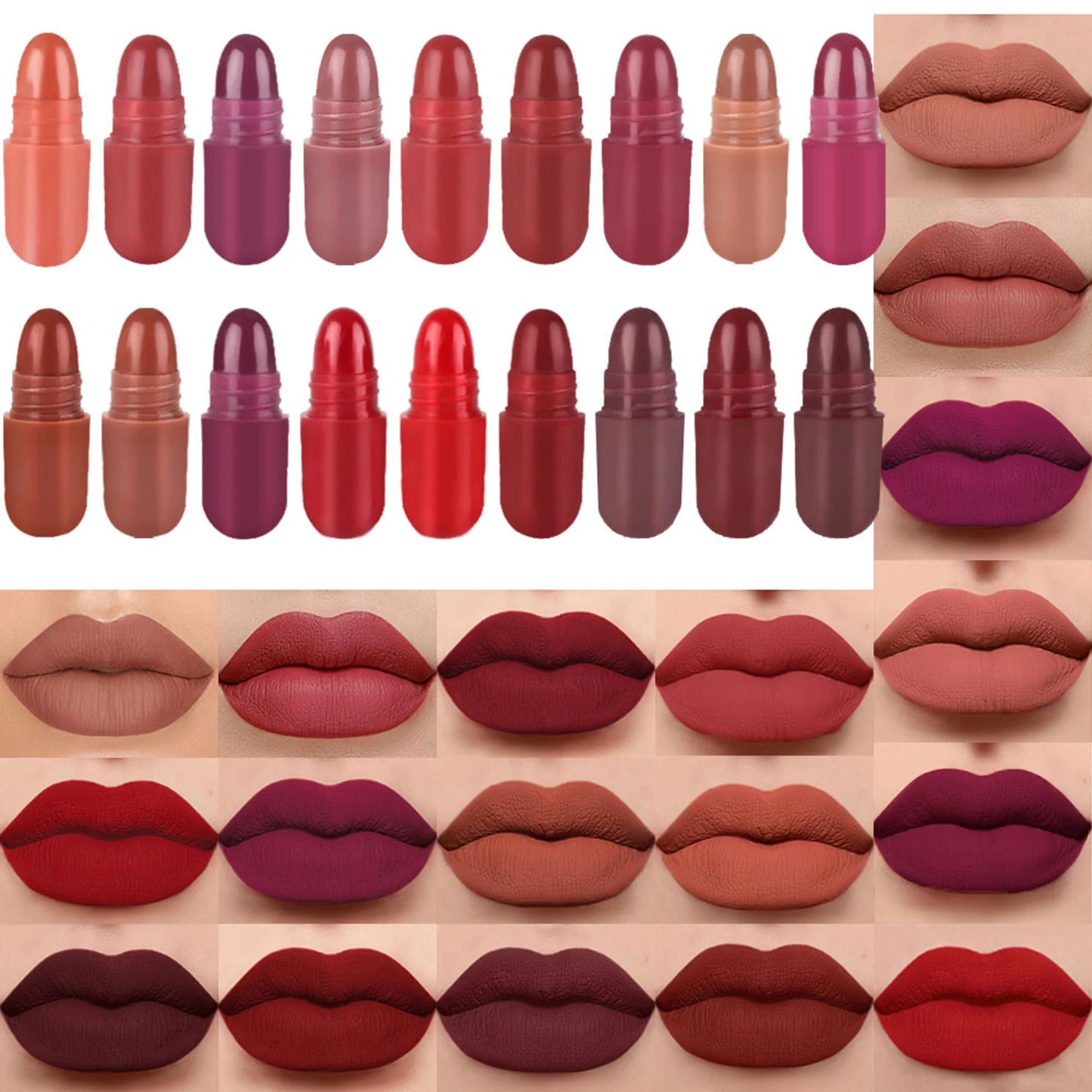 Pills Lipstick 18 Colors 18 Colors Long Lasting Pill Lipstick Cute Waterproof Non-Fading Lipstick Velvet Matte Lipstick Set