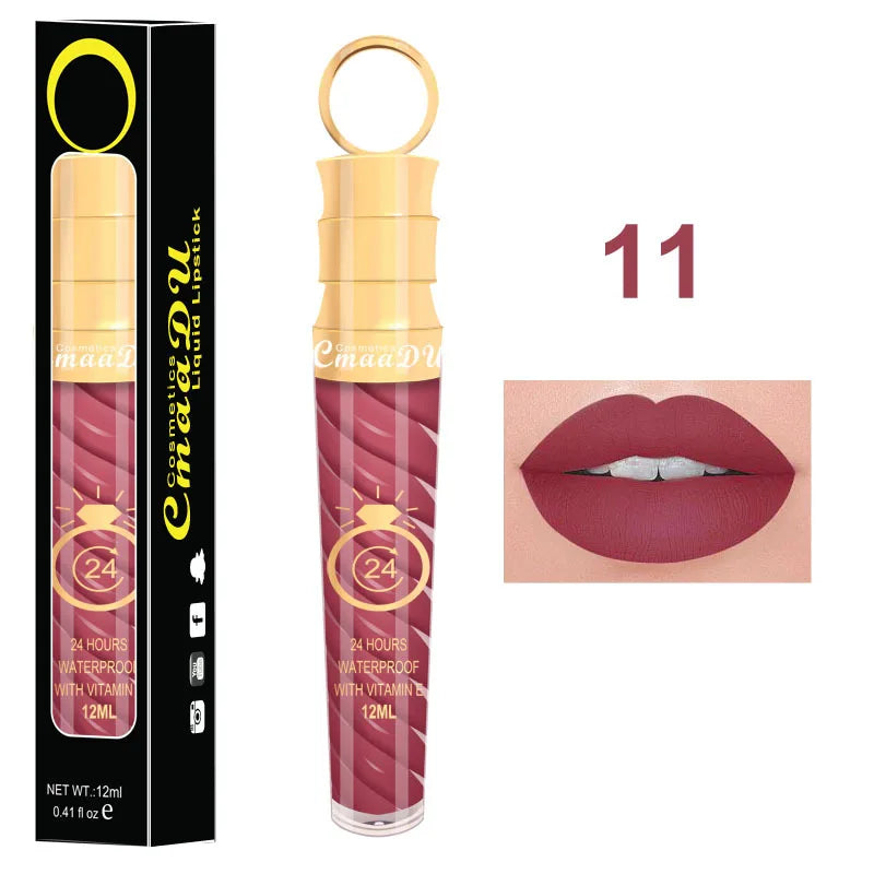 CmaaDU 20Color Matte Lip Gloss  Liquid Lipstick Waterproof Lasting Nude Glitter Fashion Scoop Lip Natural Thread Gloss Cosmetics